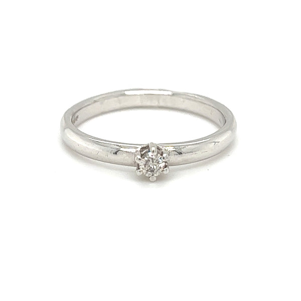 9ct White Gold Diamond Solitaire Ring 0.10ct