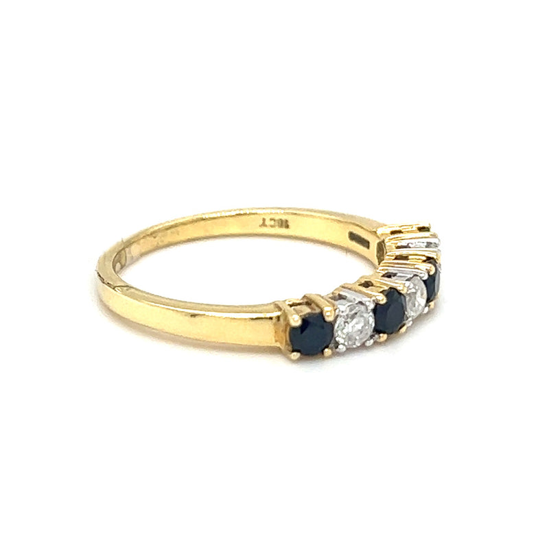 Sapphire & Diamond 7 Stone Eternity Ring 18ct Gold side