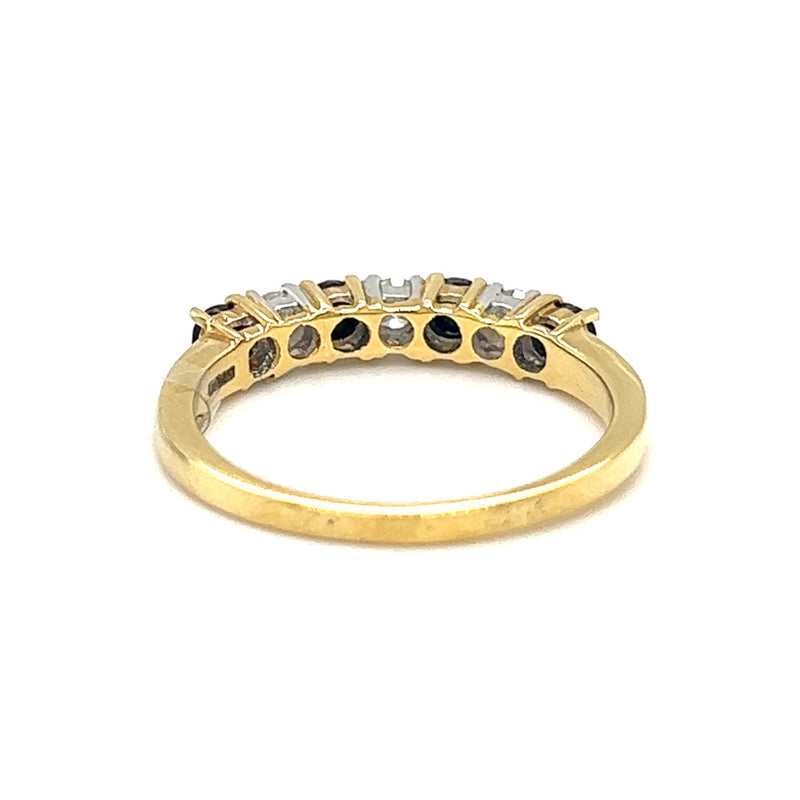 Sapphire & Diamond 7 Stone Eternity Ring 18ct Gold rear