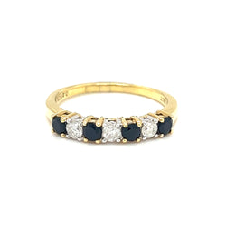 Sapphire & Diamond 7 Stone Eternity Ring 18ct Gold front