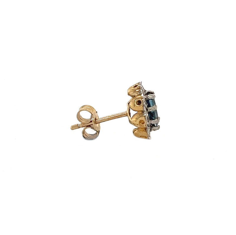 9ct Gold Blue Topaz & Diamond Cluster Earrings profile