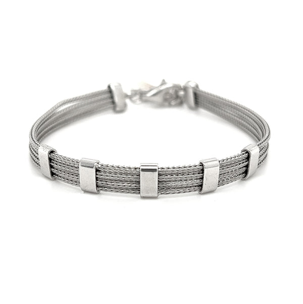 Sterling Silver Rope and Bar Bracelet