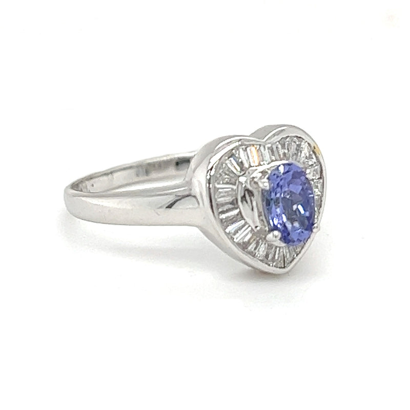 Tanzanite & Heart Shaped Cluster Ring 18ct White Gold