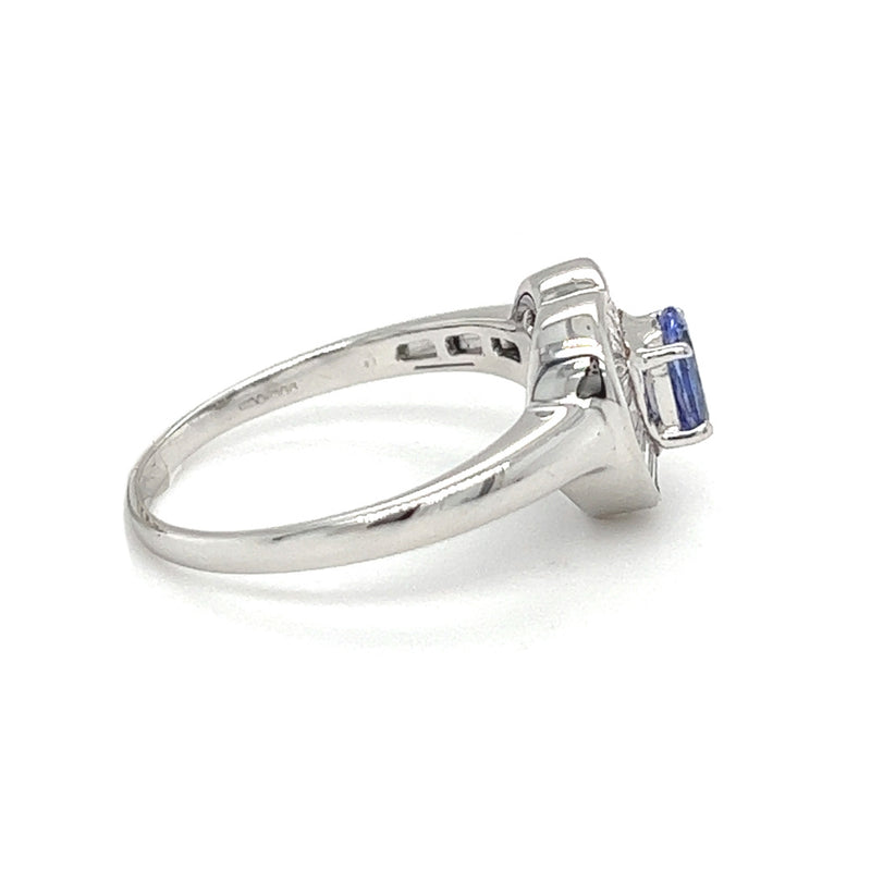 Tanzanite & Heart Shaped Cluster Ring 18ct White Gold side