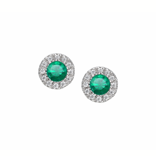 Emerald & Diamond Cluster Earrings by Amore