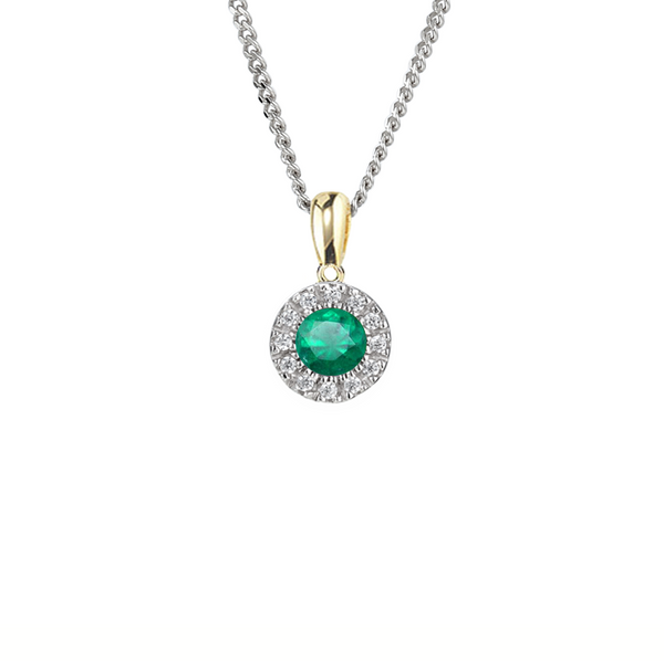 Emerald & Diamond Cluster Pendant by Amore