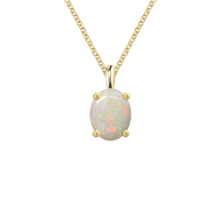 Amore 9ct Gold Oval 8 x 6mm Opal Necklace 6158Y/OP