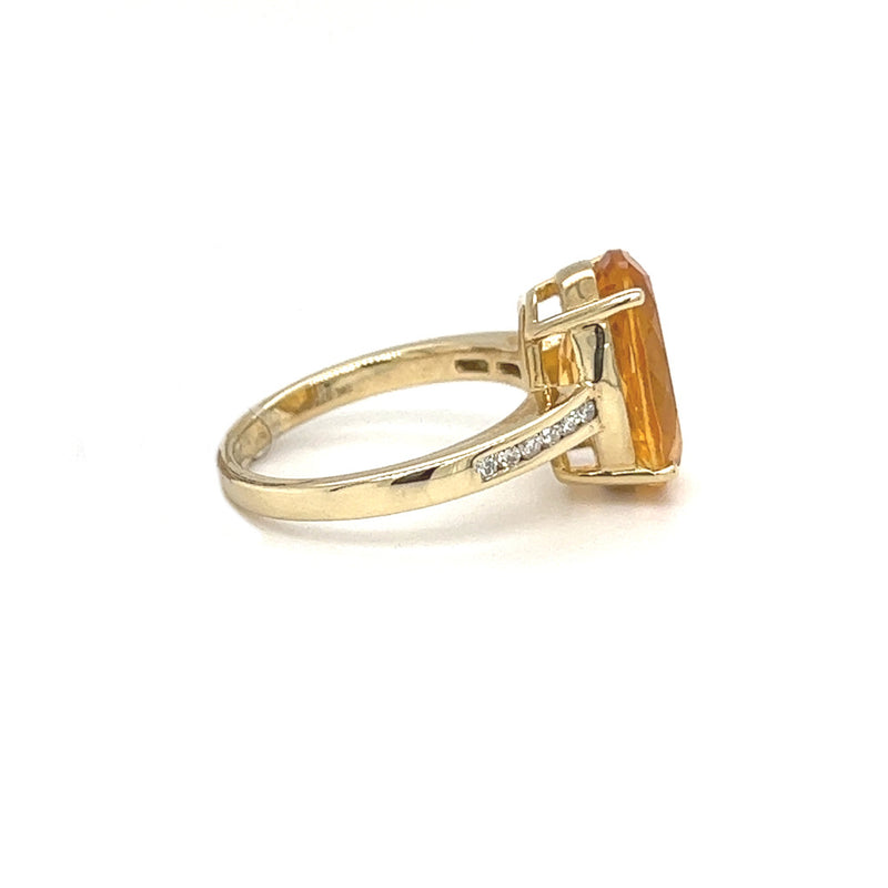 Oval Citrine & Diamond 9ct Yellow Gold Ring side