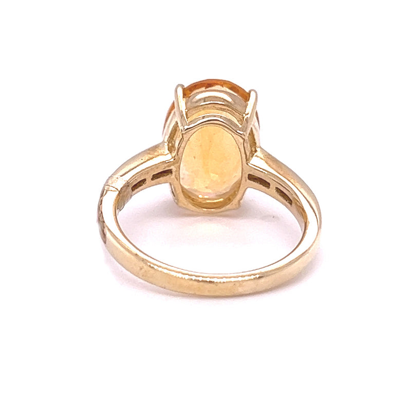 Oval Citrine & Diamond 9ct Yellow Gold Ring rear