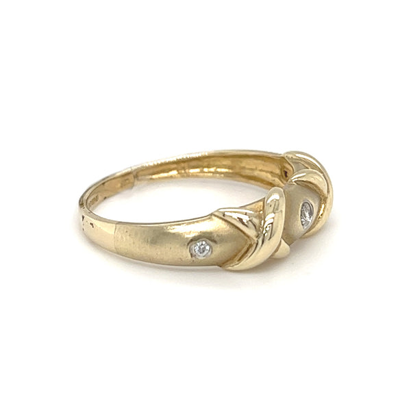 9ct Gold 3 tone Diamond Kiss Ring by Amore side