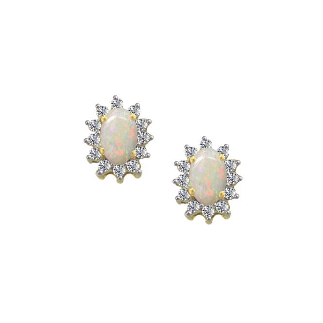 Amore Opal & Diamond Cluster Earrings 9ct Gold