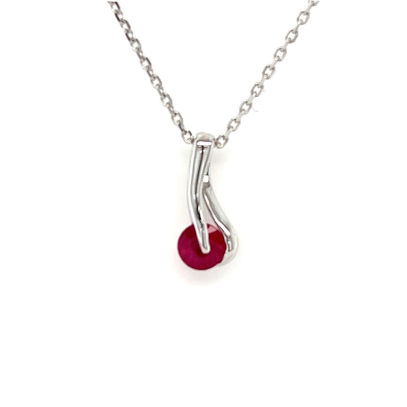 White Gold Ruby Pendant by Amore