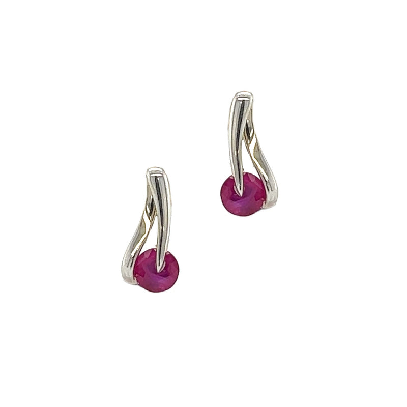 White Gold Ruby Earrings by Amore