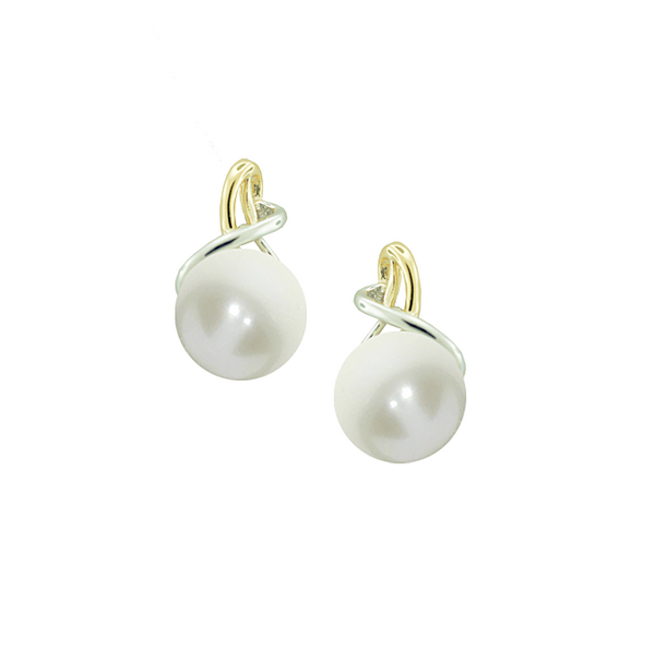 9ct Yellow & White Gold Pearl Earrings by Amore 6790YW/PL