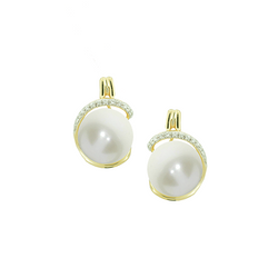 9ct Yellow Gold Pearl & Diamond Earrings by Amore 6793YD/PL