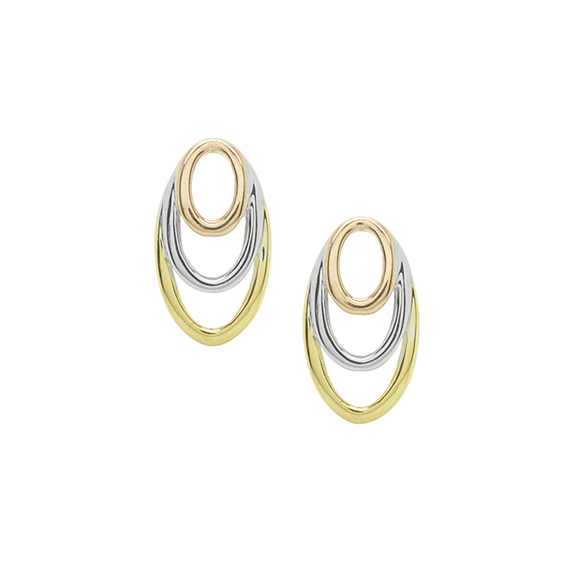 Amore 9ct 2 Colour Gold Open Oval Earrings