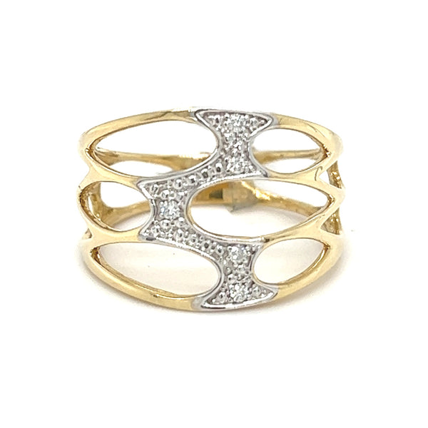 9ct 2 Colour Gold Diamond Spritz Ring by Amore front