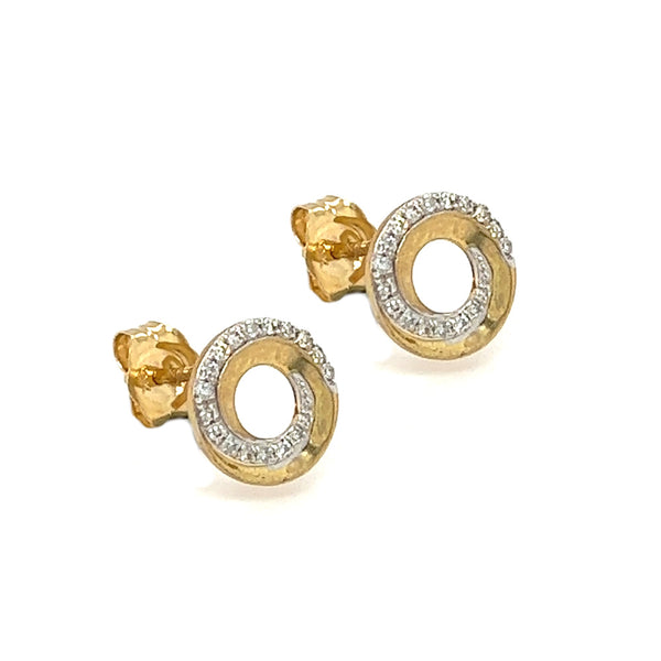 9ct Gold Diamond Twist Circle Earrings by Amore
