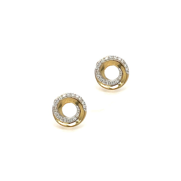 9ct Gold Diamond Twist Circle Earrings by Amore
