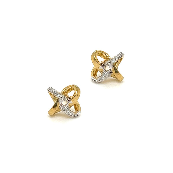 9ct Gold Diamond Knot Earrings by Amore