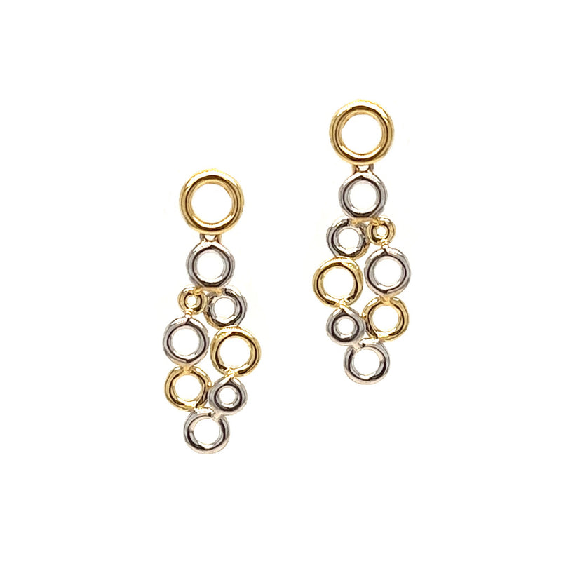 9ct Yellow & White Gold Circles Drop Earrings by Amore