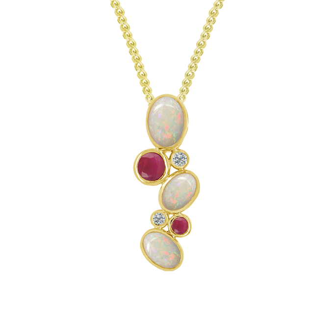 Amore Opal, Ruby & Diamond Pendant 6972YDOP/R