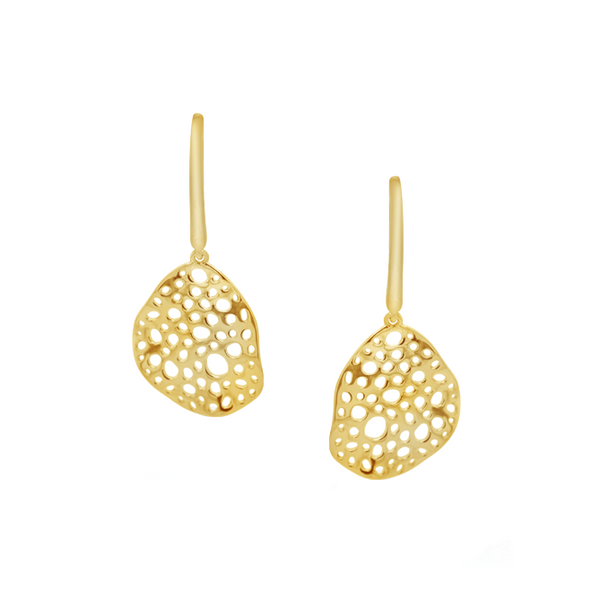9ct Yellow Gold Fretwork Drop Earrings by Amore