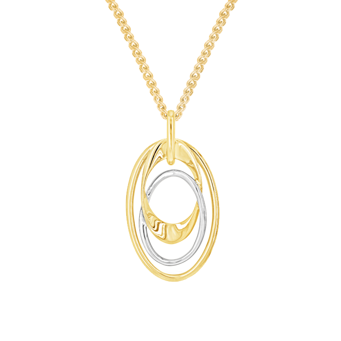 9ct Yellow & White Gold Open Oval Pendant by Amore