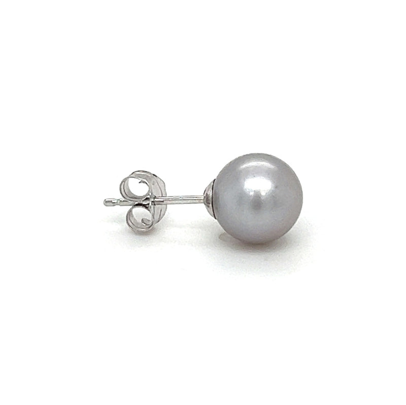 7.5mm Grey Cultured Pearl Earring 9ct White Gold profile