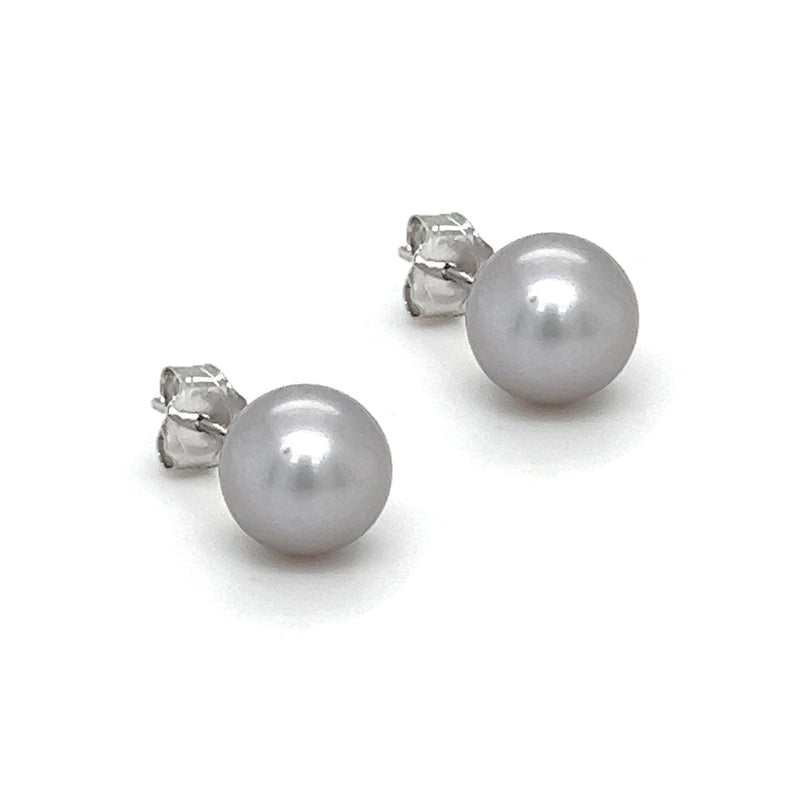 7.5mm Grey Cultured Pearl Earring 9ct White Gold side