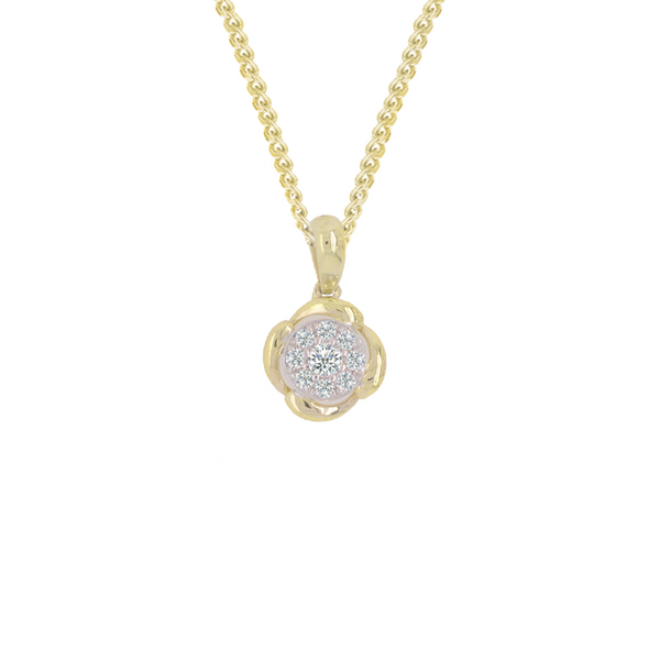 9ct Gold Diamond Flower Cluster Pendant by Amore