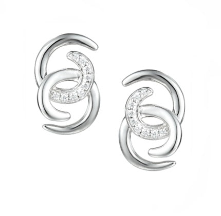 Twin Circle CZ Earrings by Amore Sterling Silver 7567SILCZ