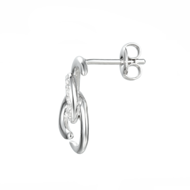 Twin Circle CZ Earrings by Amore Sterling Silver 7567SILCZ side