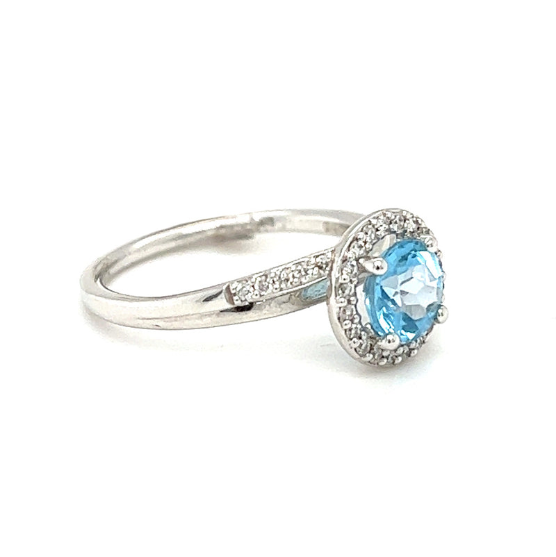 Blue Topaz & Diamond Caitlin Ring by Amore 9ct White Gold side
