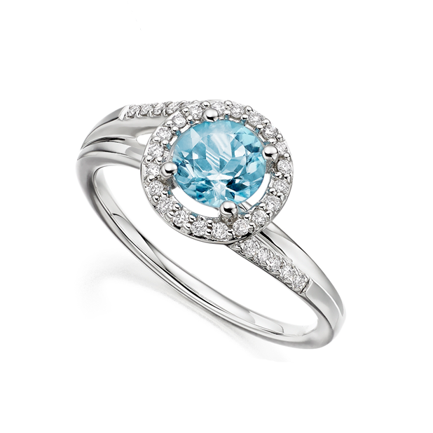 Blue Topaz & Diamond Caitlin Ring by Amore 9ct White Gold