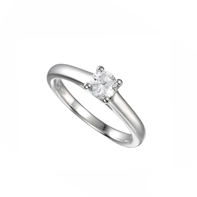 Cubic Zirconia Solitaire Sterling Silver Ring by Amore