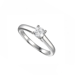 Cubic Zirconia Solitaire Sterling Silver Ring by Amore