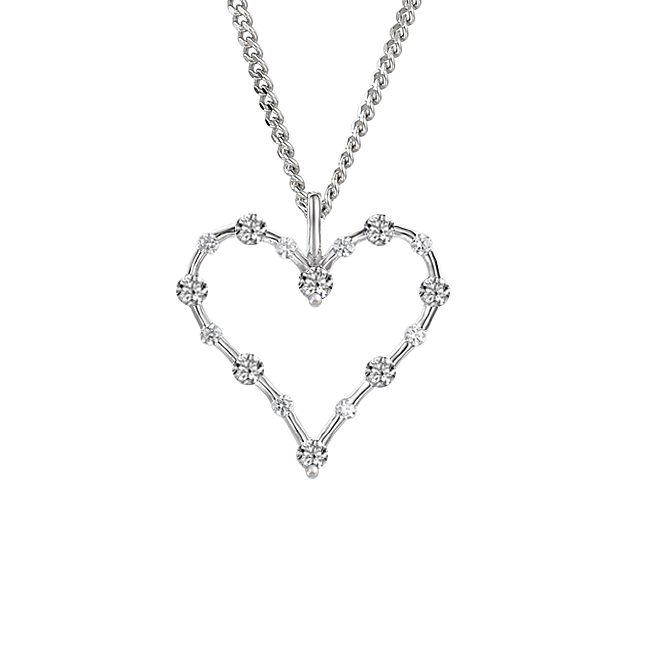 Sterling Silver & CZ Light Up My Heart Necklace by Amore