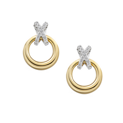 amore kiss and circle 9ct gold diamond earrings