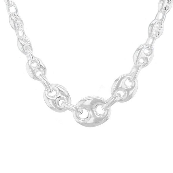 Sterling Silver 6.4mm - 12mm Graduated Rambo Chain Necklace 46cm/18"