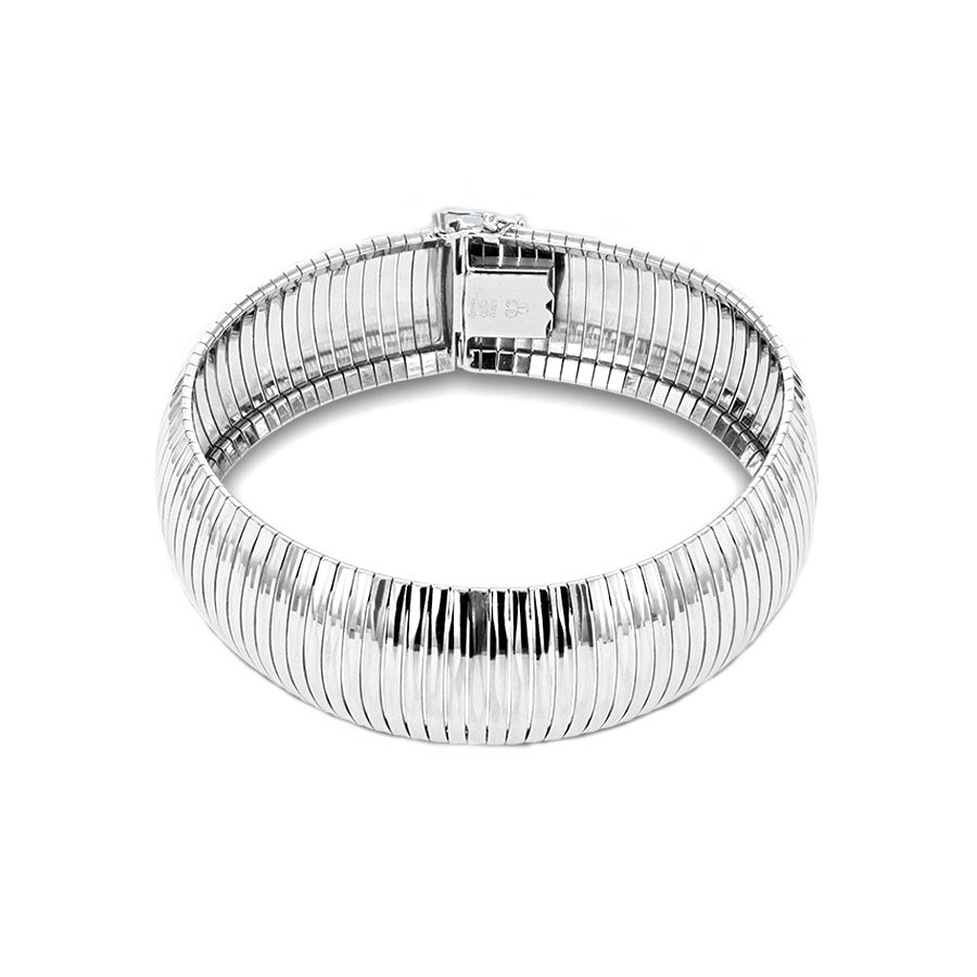 Sterling Silver Rhodium Cleo Bark Bracelet 19cm/7.5"