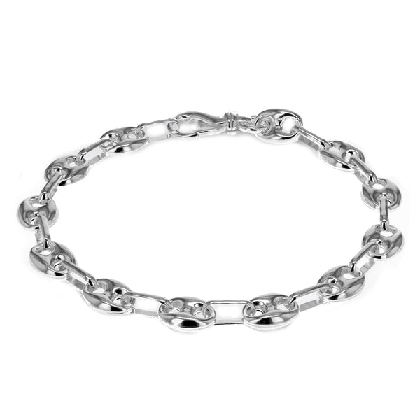 Sterling Silver 7.7mm Rambo and Oval Link Chain Bracelet 19cm/7.5"