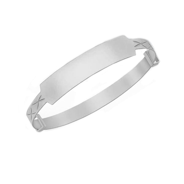 Sterling Silver ID Diamond Cut Extendable Baby Bangle