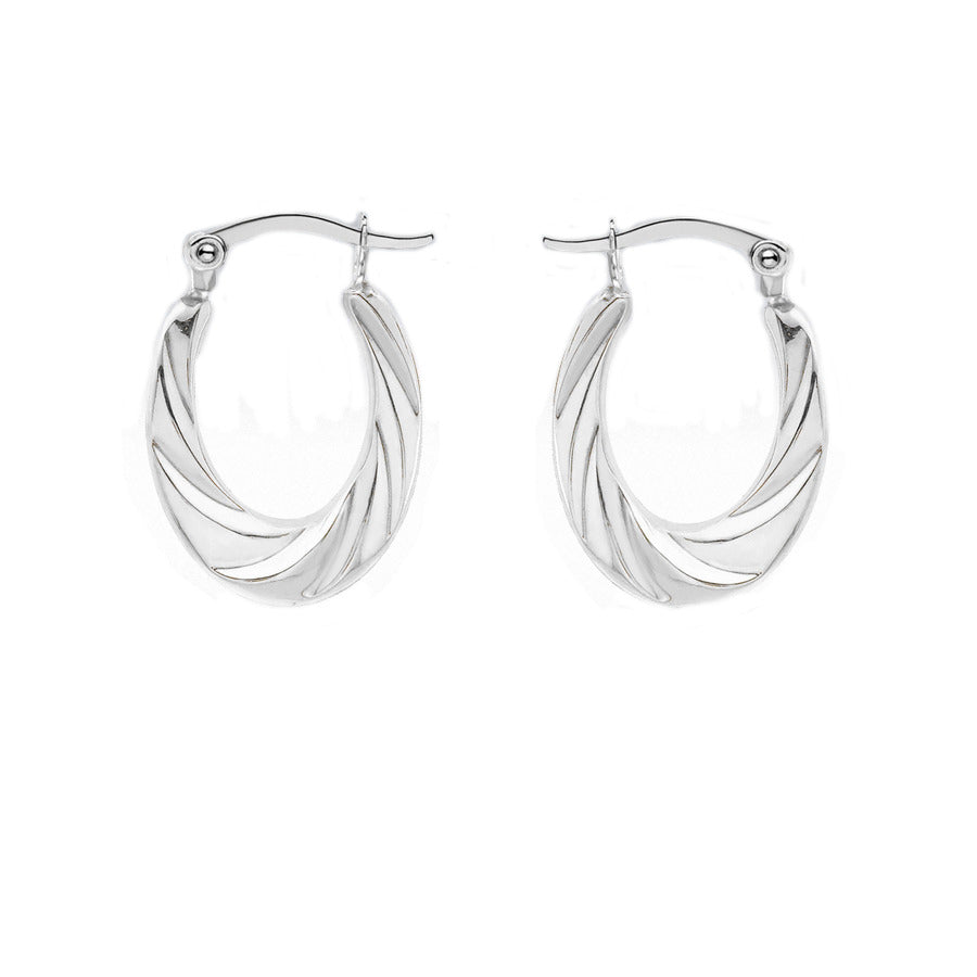 Sterling Silver 19.3mm x 26mm Twisted Oval Creole Earrings