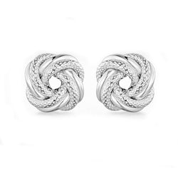 Sterling Silver 8mm Textured-Knot Stud Earrings