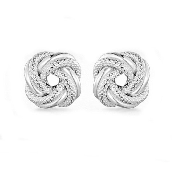 Sterling Silver 8mm Textured-Knot Stud Earrings