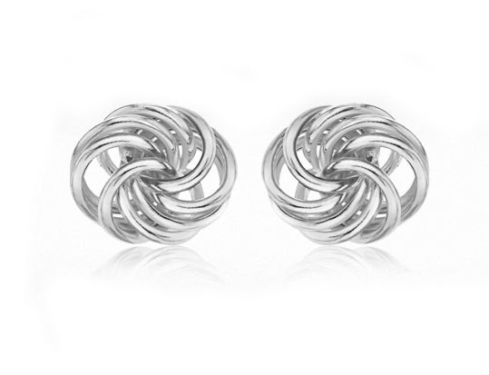Sterling Silver Rose Knot Stud Earrings