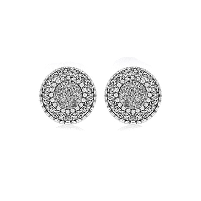 Sterling Silver 10mm Double Circle Stardust Stud Earrings