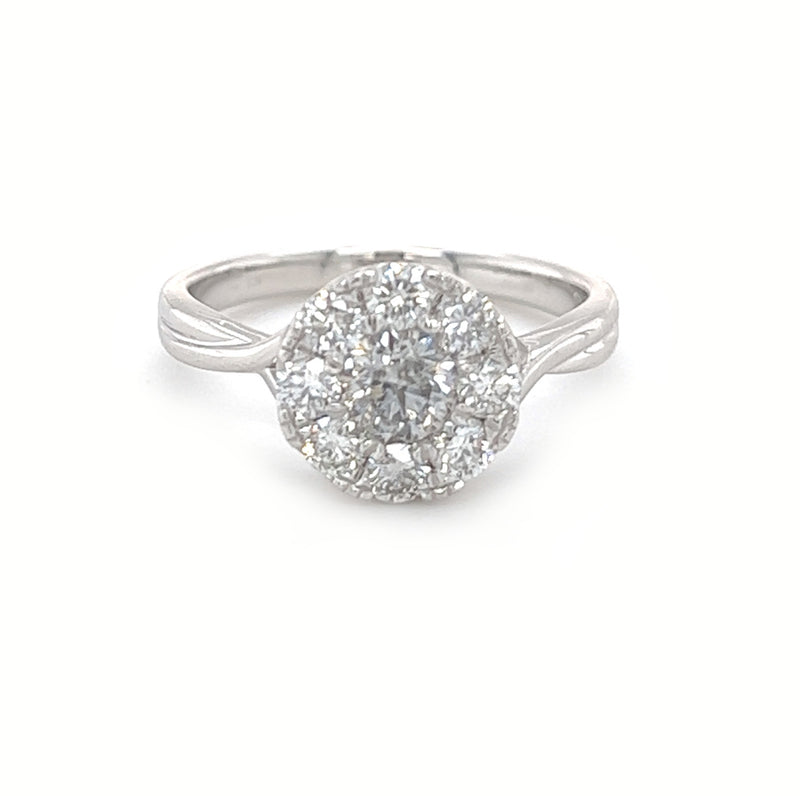 Diamond 9 Stone Round Cluster Ring Platinum