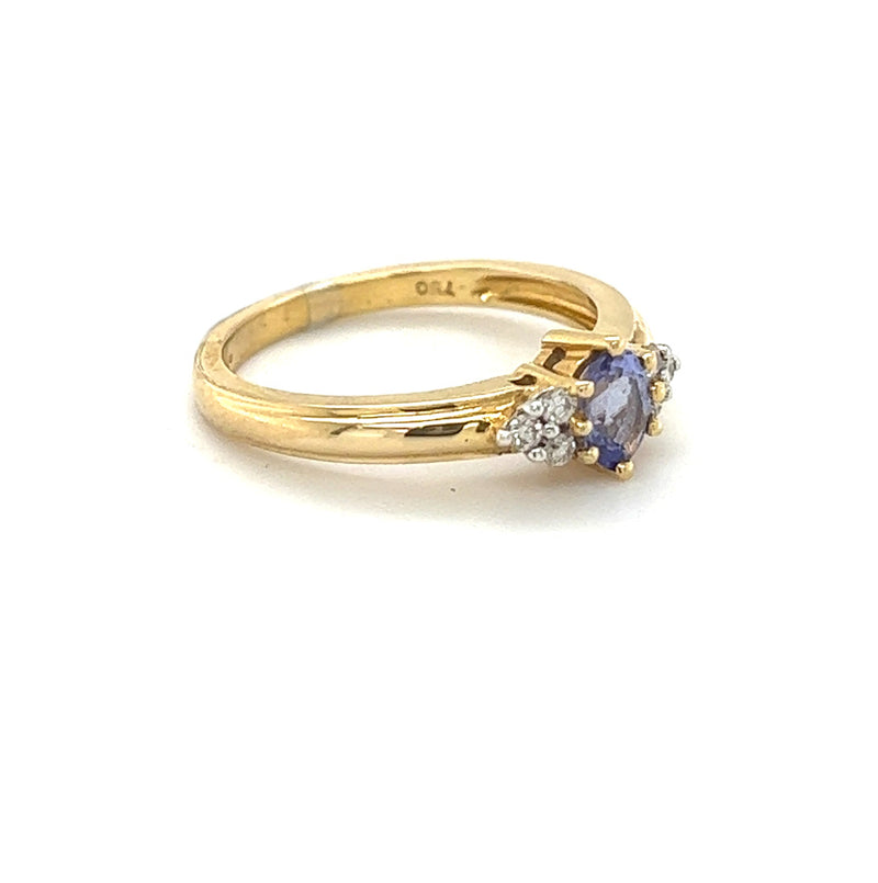 Tanzanite & Diamond Ring 18ct Yellow Gold side